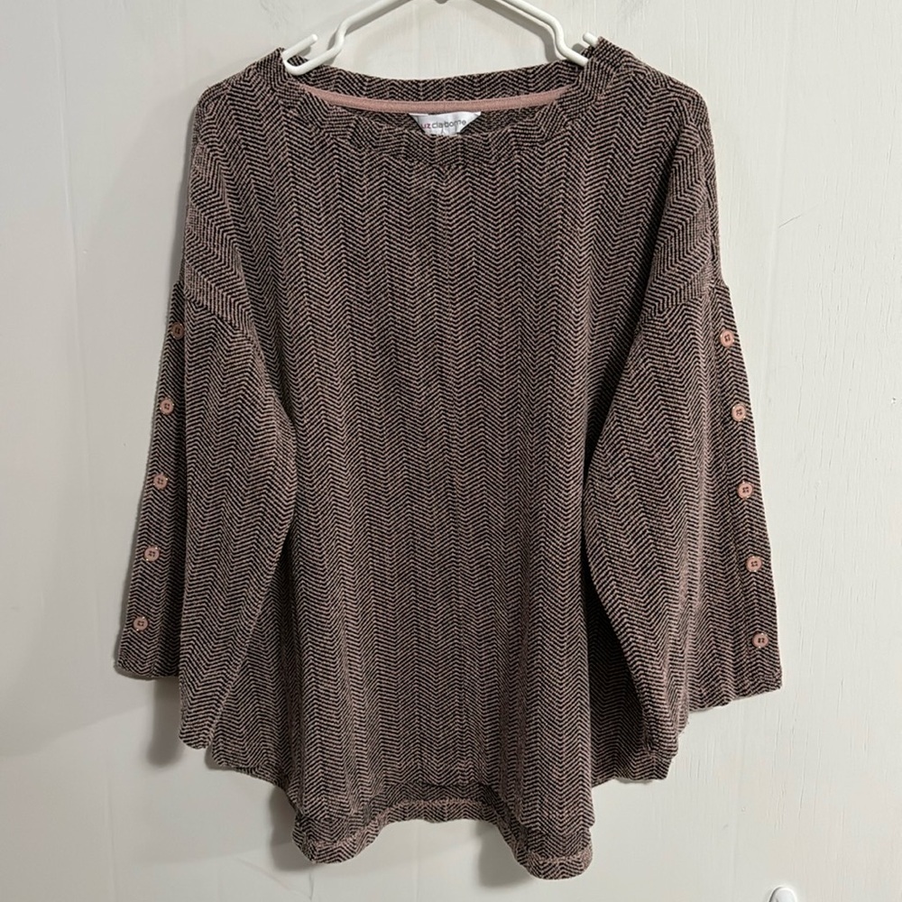 Liz Claiborne “Rose quartz” sweater tunic with button decor on sleeves NWT  XXL